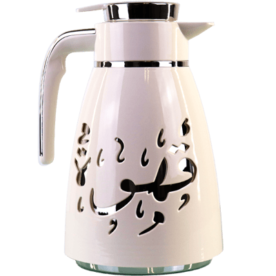 ترمس قهوة ابيض وفضي