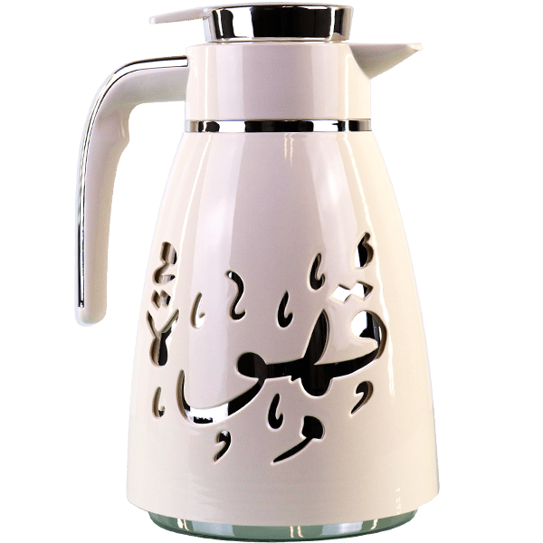 ترمس قهوة ابيض وفضي