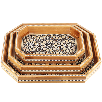 طقم صواني خشب 3 قطع