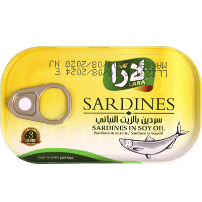 سردين بزيت الصويا لارا 125غ