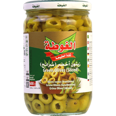 زيتون اخضر شرائح الغوطة 660غ