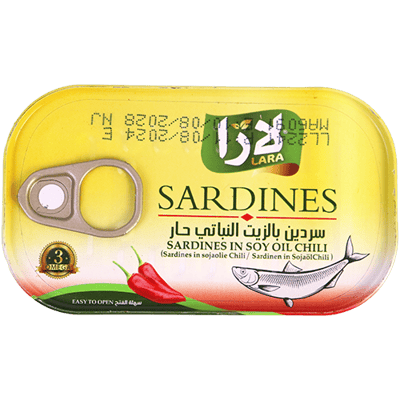 سردين حار بزيت الصويا لارا 125غ