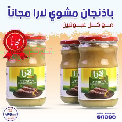 عرض 2+1 مجانا باذنجان مشوي ناعم لارا 610غ