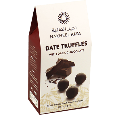 ترافل التمر بالشوكولاتة الداكنة نخيل العليا 150 غ