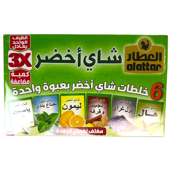 شاي اخضر 6 نكهات طبيعية العطار 24 ظرف