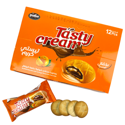 بسكويت محشي شوكولا بنكهة البرتقال تيستي كريم 12قطعة بسكويت محشي شوكولا بنكهة البرتقال تيستي كريم 12قطعة