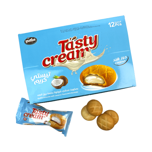 بسكويت محشي شوكولا بنكهة جوز الهند تيستي كريم 12قطعة