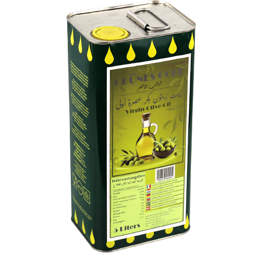 زيت زيتون بكر عصرة أولى الدهب الاخضر 5لتر