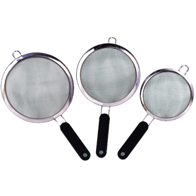 طقم مصافي بلاستيك وستانلس 3 قطع