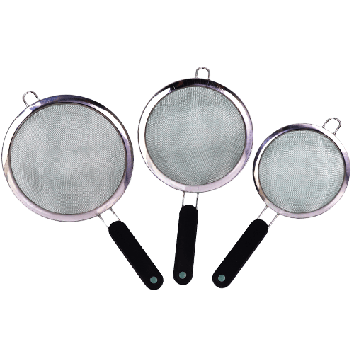 طقم مصافي بلاستيك وستانلس 3 قطع