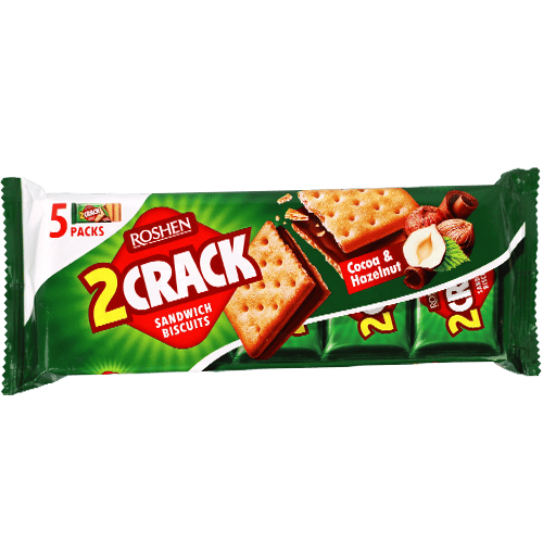 بسكويت ساندويش كاكاو وبندق 2 كراك روشن 190 غ