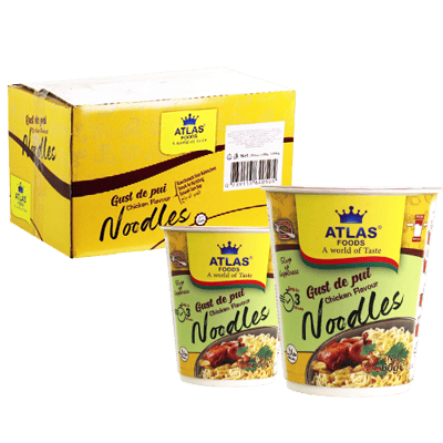 طرد 24 قطعة نودلز دجاج كوب أطلس فود 60غ
