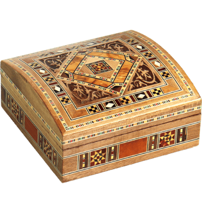 صندوق خشبي موزاييك مزخرف 14.5×14.5×6.5 سم