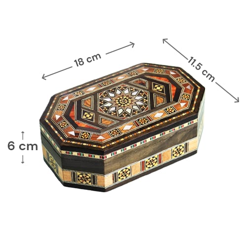 Wooden Mosaic Decor Box 18x11.5cm | علبة ديكور خشب موزاييك 18×11.5سم