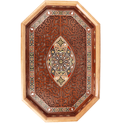 طبق ضيافة مزخرف مطعم بالصدف 49×32×4سم