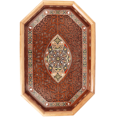 طبق ضيافة مزخرف مطعم بالصدف 49×32×4سم