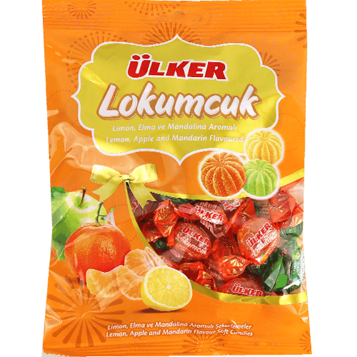 سكاكر طرية ليمون وتفاح وماندرين أولكر 225غ