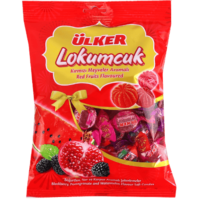 سكاكر طرية فواكه حمراء (توت أسود ورمان وبطيخ) أولكر 225غ