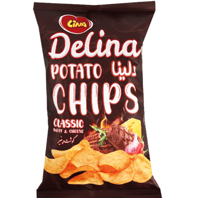 رقائق بطاطس ديلينا لحم جبن كلاسيك 55غ