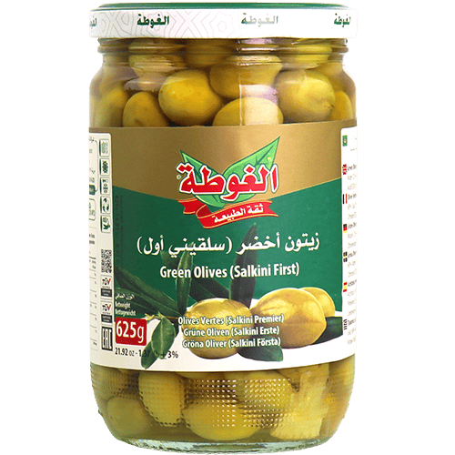 زيتون أخضر سلقيني أول الغوطة 625غ صافي